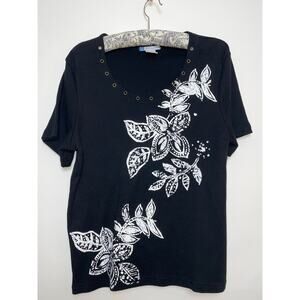 Half Moon Bay Floral Embellished Top - Size M‎ - 100% Cotton